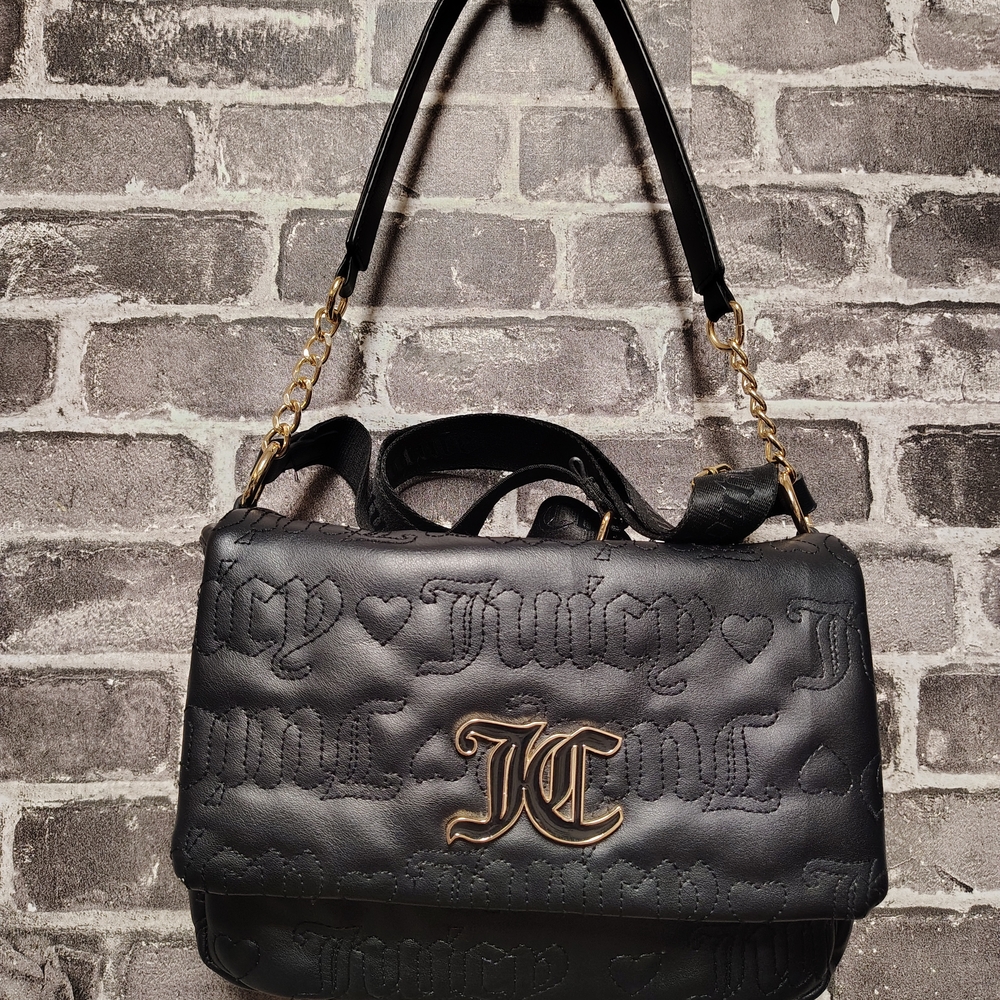 Juicy Couture Black Shoulder Bag with Gold Accents